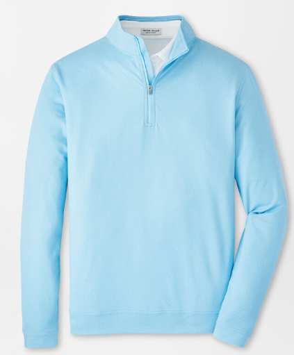 Peter Millar Perth Birdseye Performance Quarter Zip (SeaPort Blue)
